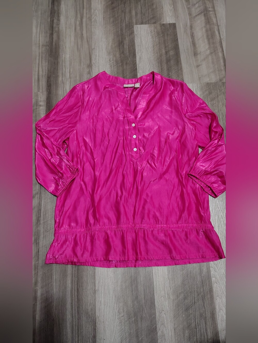 Chico's Magenta Henley Peasant Blouse Size 2